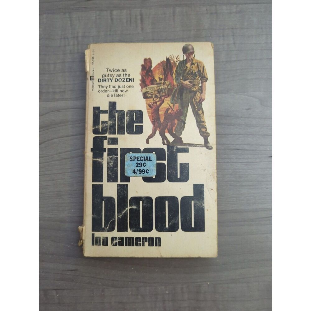 THE FIRST BLOOD by Lou Cameron WW2 Military Fiction 1971 Vintage Paperback